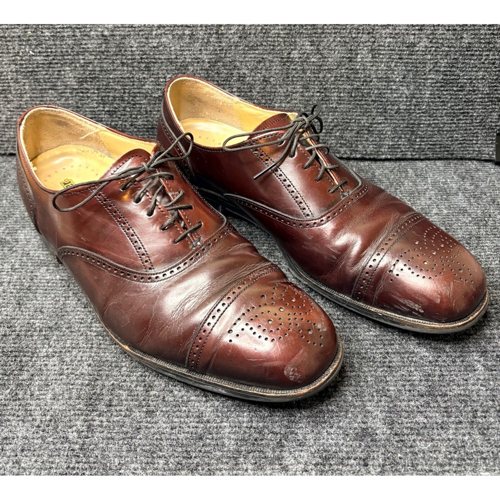 Dexter USA Mens Leather Cap Toe Oxford Shoes Burgundy Brogue Dress Lace Up 10.5